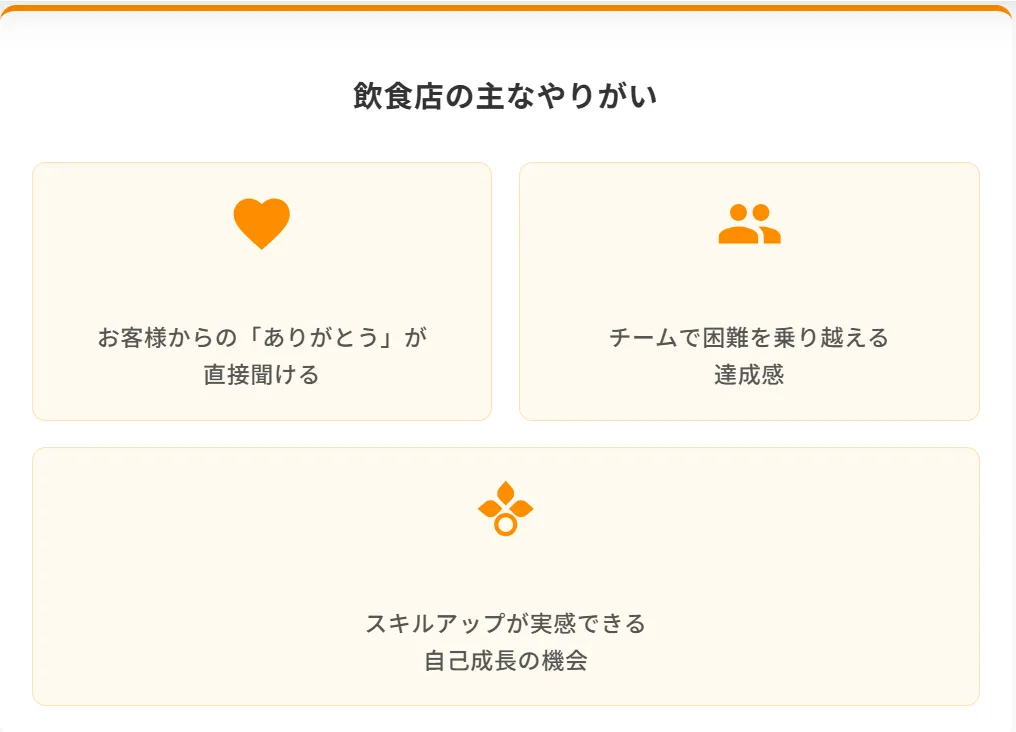 飲食店の仕事で感じられる主なやりがい