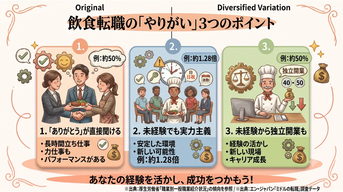 飲食転職の「やりがい」 3つのポイント