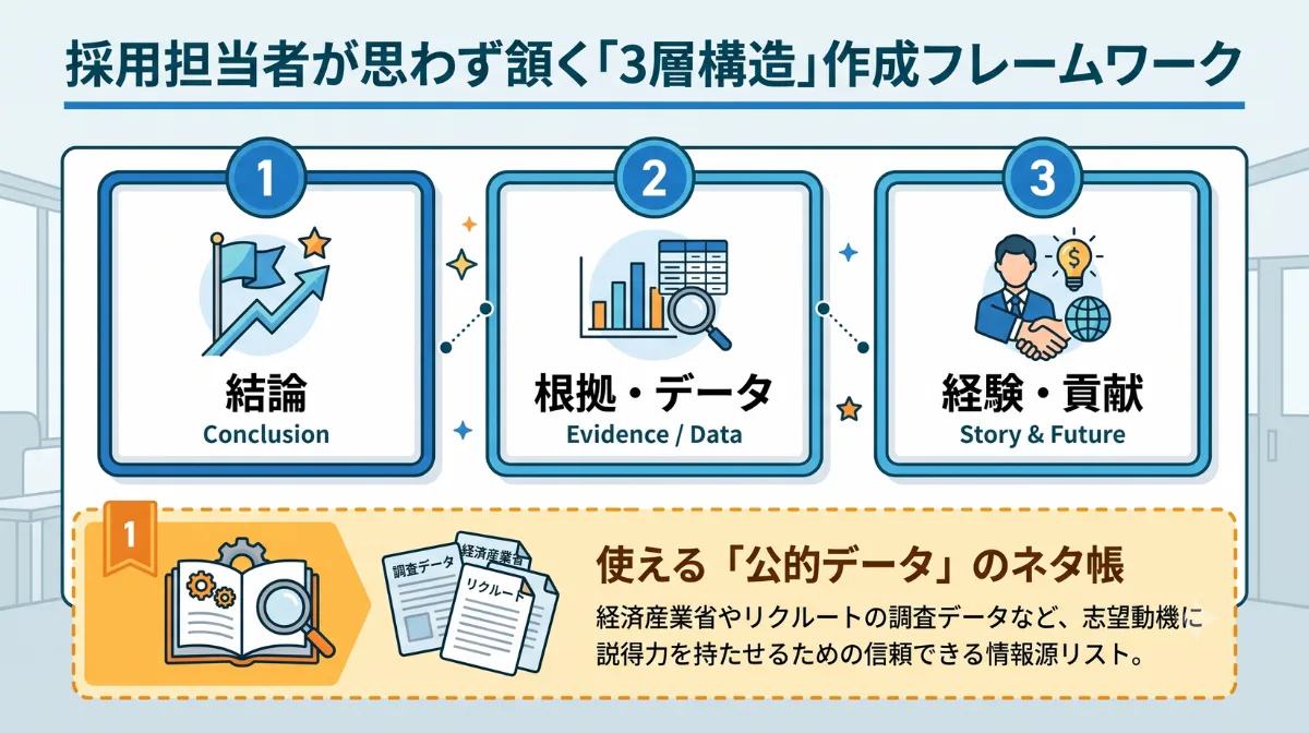 採用担当者が思わず頷く
「3層構造」作成フレームワーク