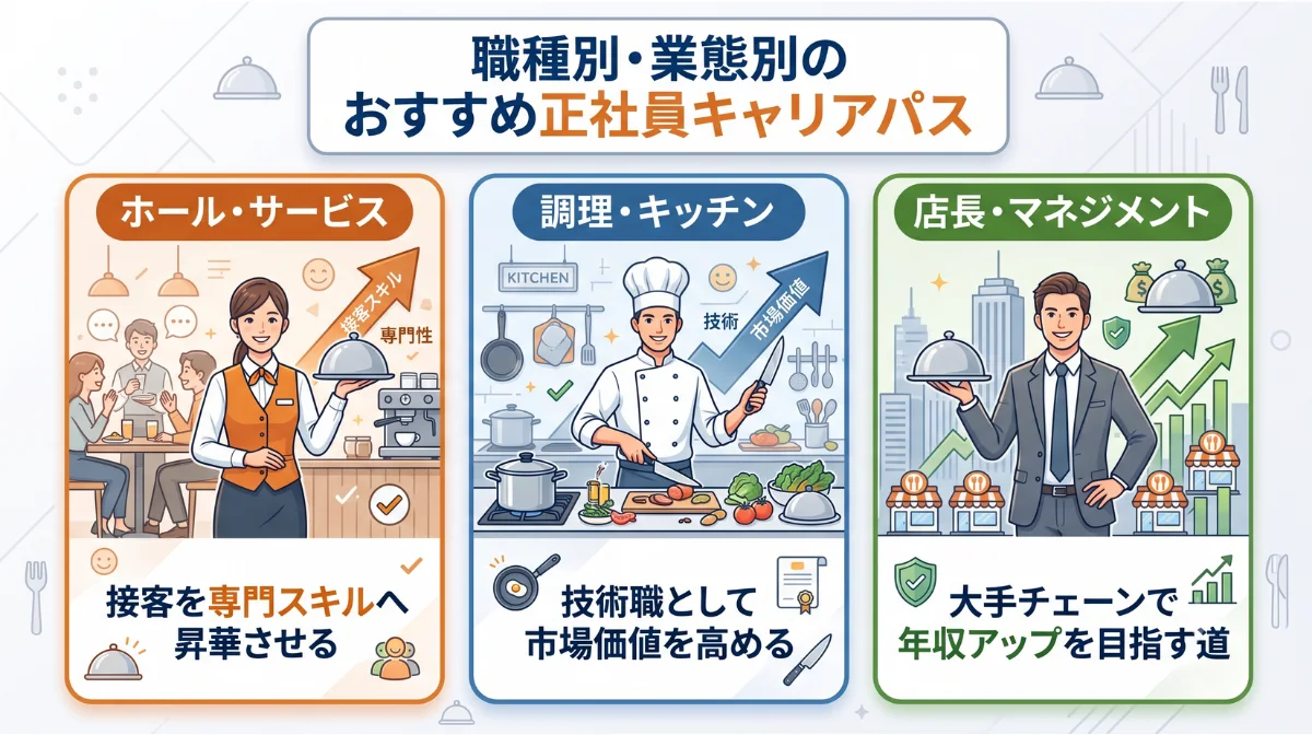 職種別・業態別の
おすすめ正社員キャリアパス