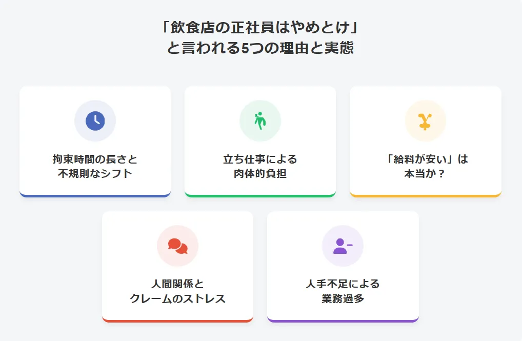 「飲食店の正社員はやめとけ」と言われる5つの理由と実態