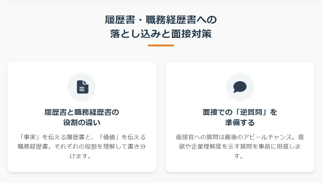 履歴書・職務経歴書への落とし込みと面接対策