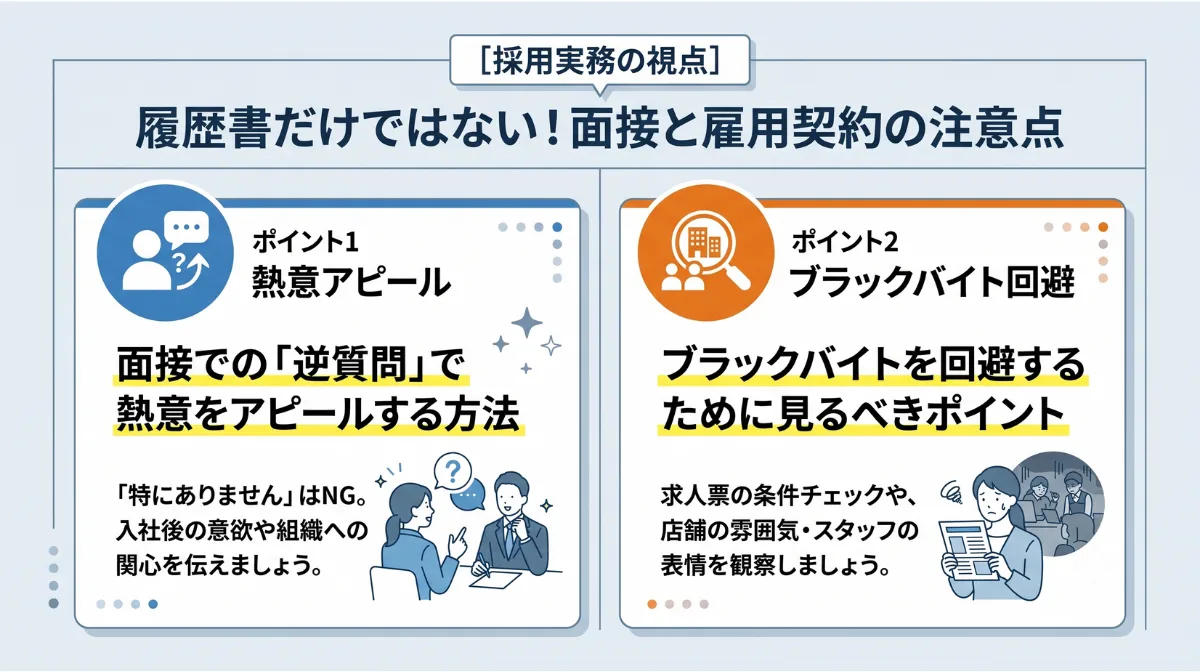 履歴書だけではない！
面接と雇用契約の注意点