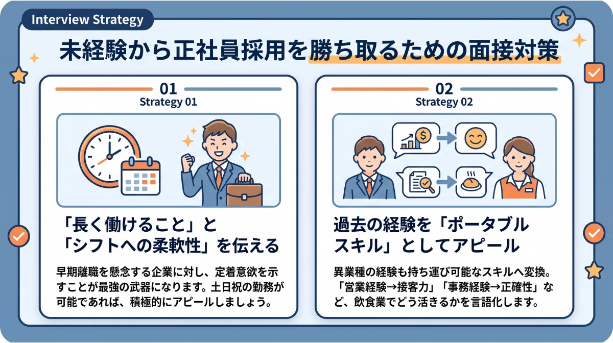 未経験から正社員採用を
勝ち取るための面接対策