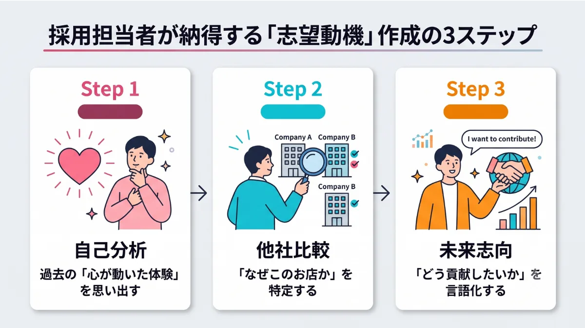 採用担当者が納得する「志望動機」作成の3ステップ