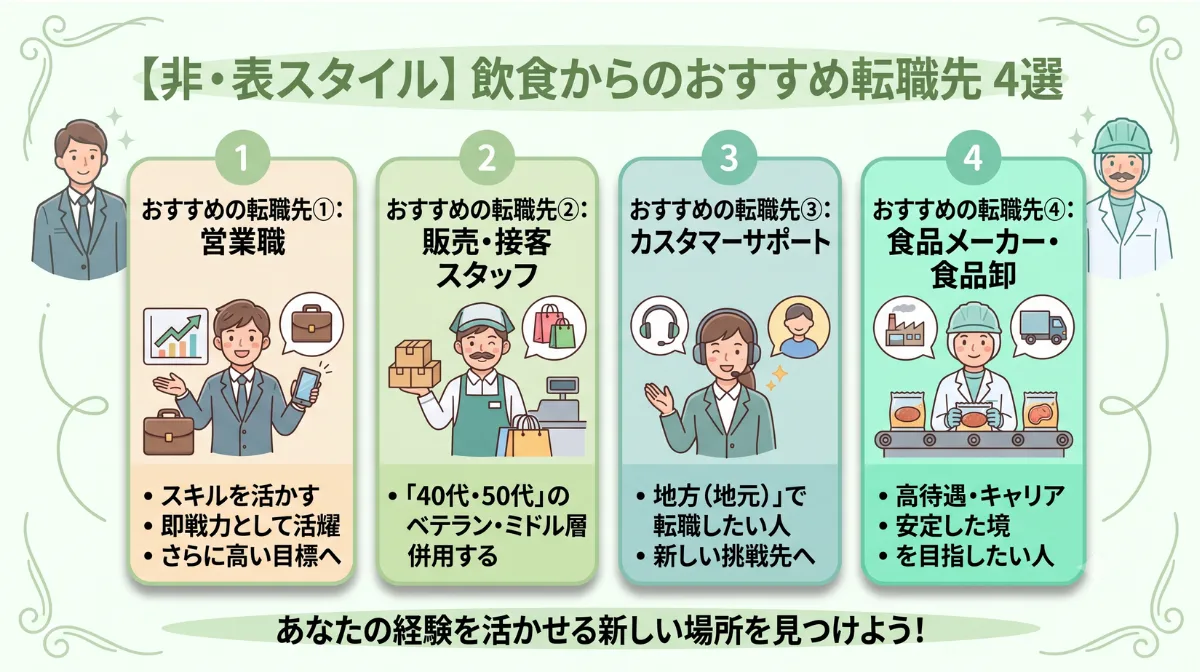 飲食からのおすすめ転職先 4選