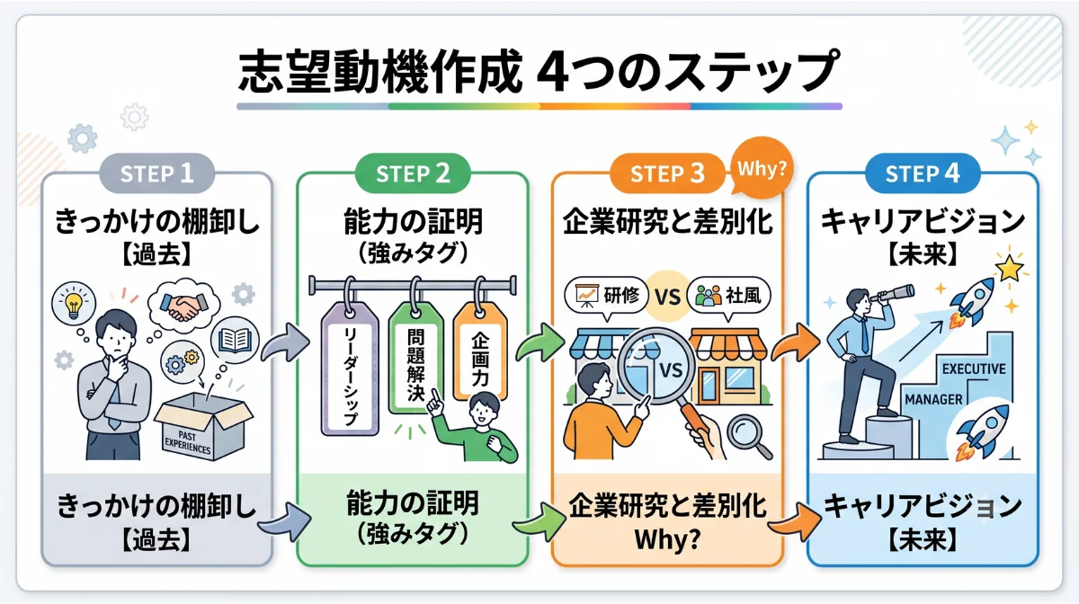 志望動機作成 4つのステップ