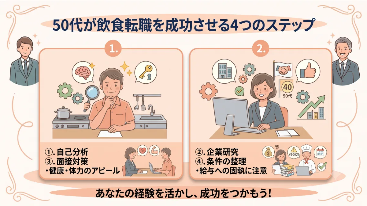 50代が飲食転職を成功させる4つのステップ