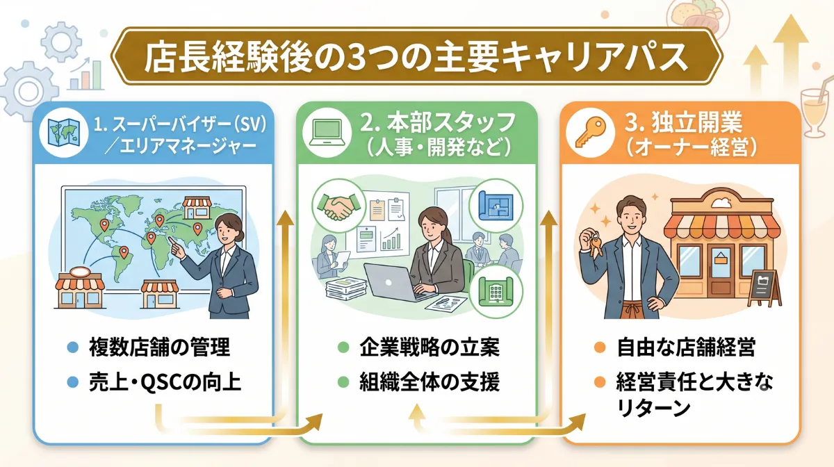 店長経験後の3つの主要キャリアパス
