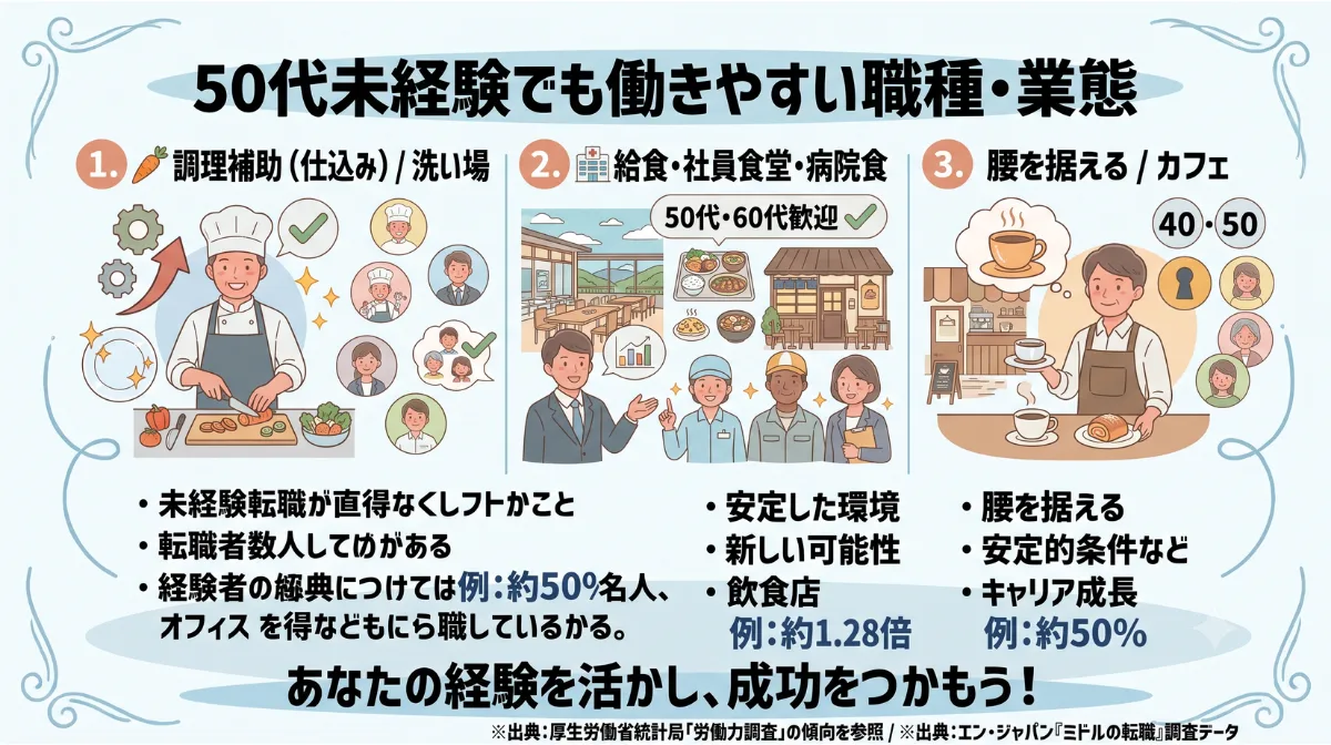 50代未経験でも働きやすい職種・業態