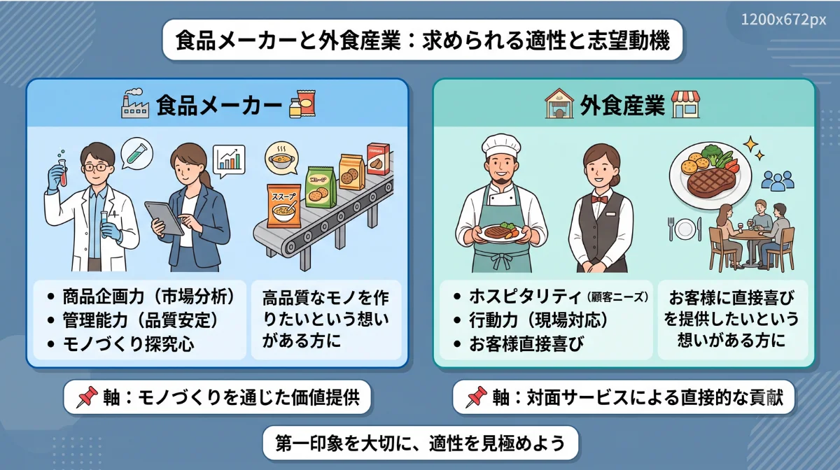 食品メーカーと外食産業：求められる適性と志望動機