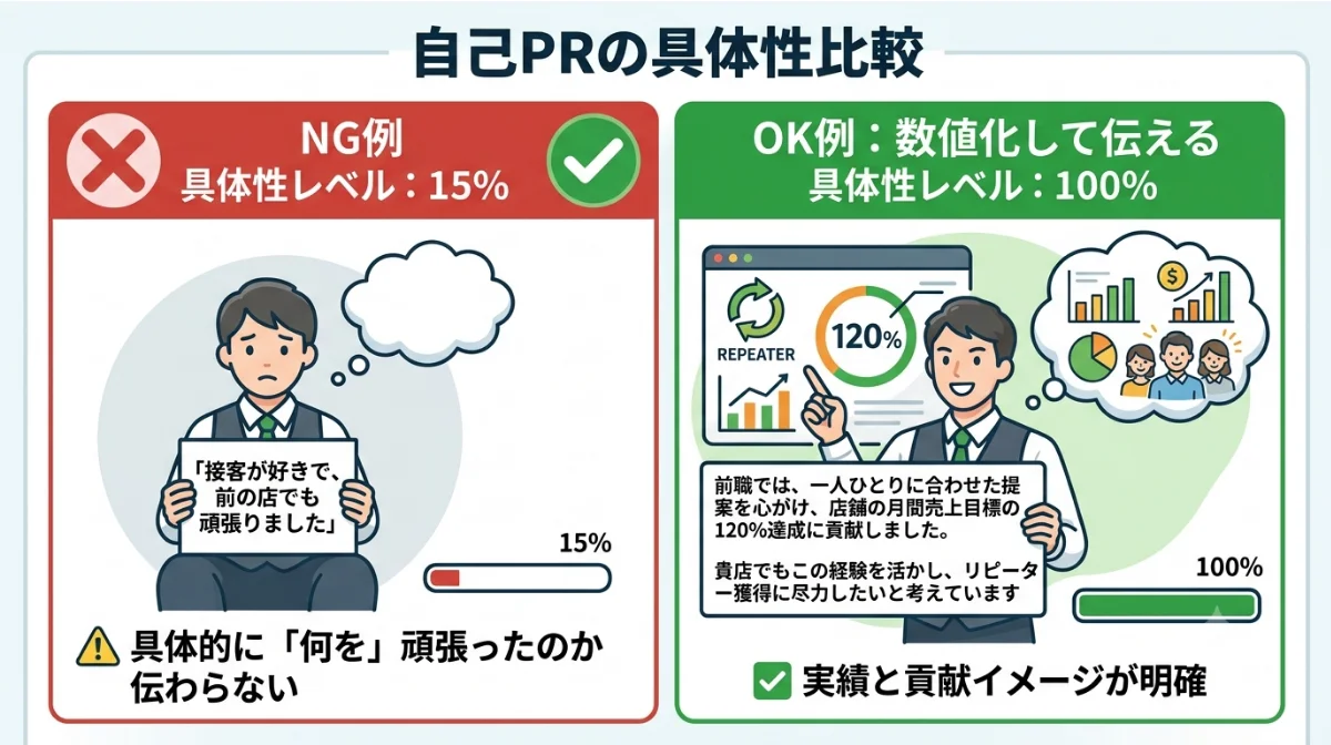 自己PRの具体性比較