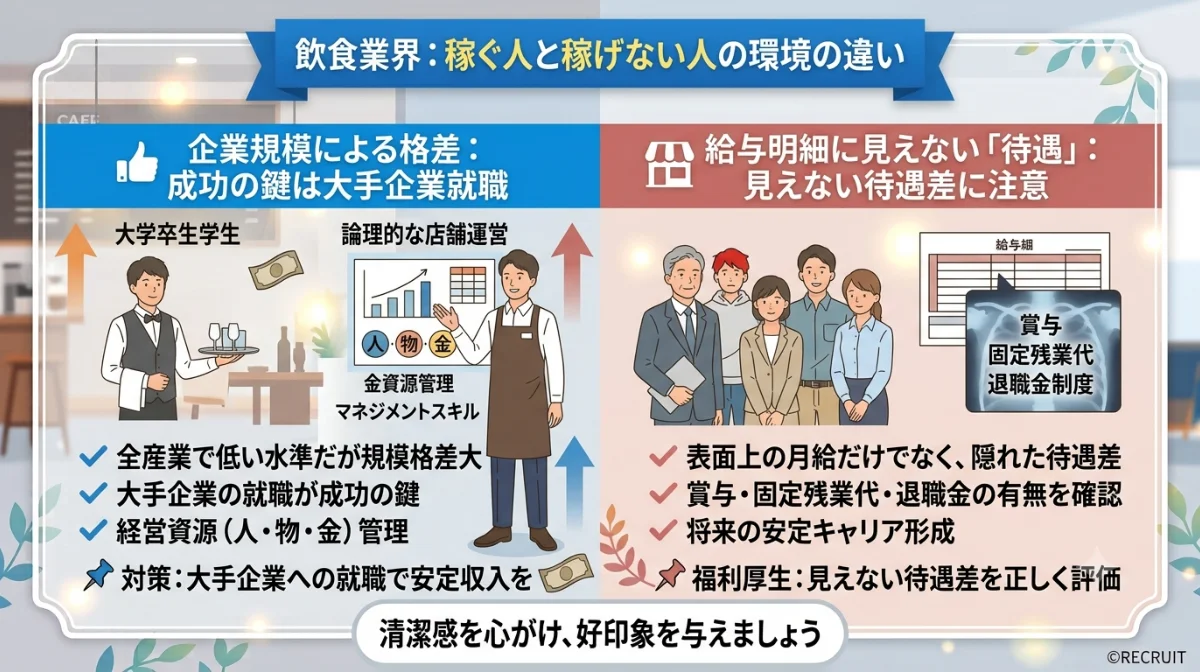 飲食業界
稼ぐ人と稼げない人の環境の違い