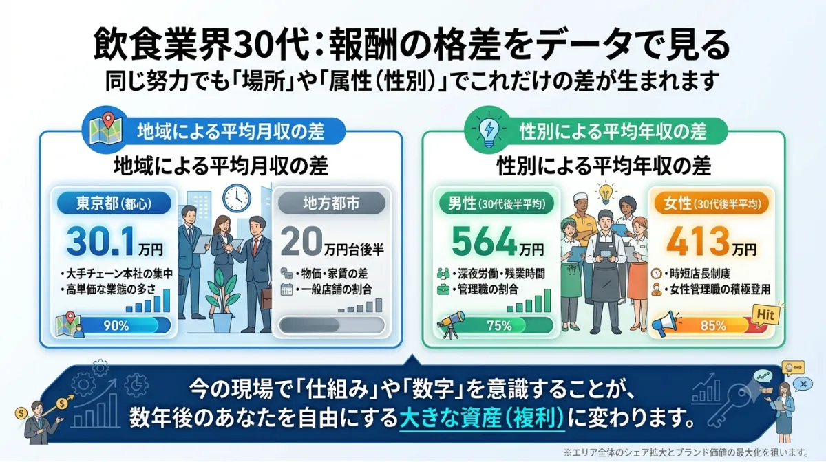 飲食業界30代：報酬の格差をデータで見る