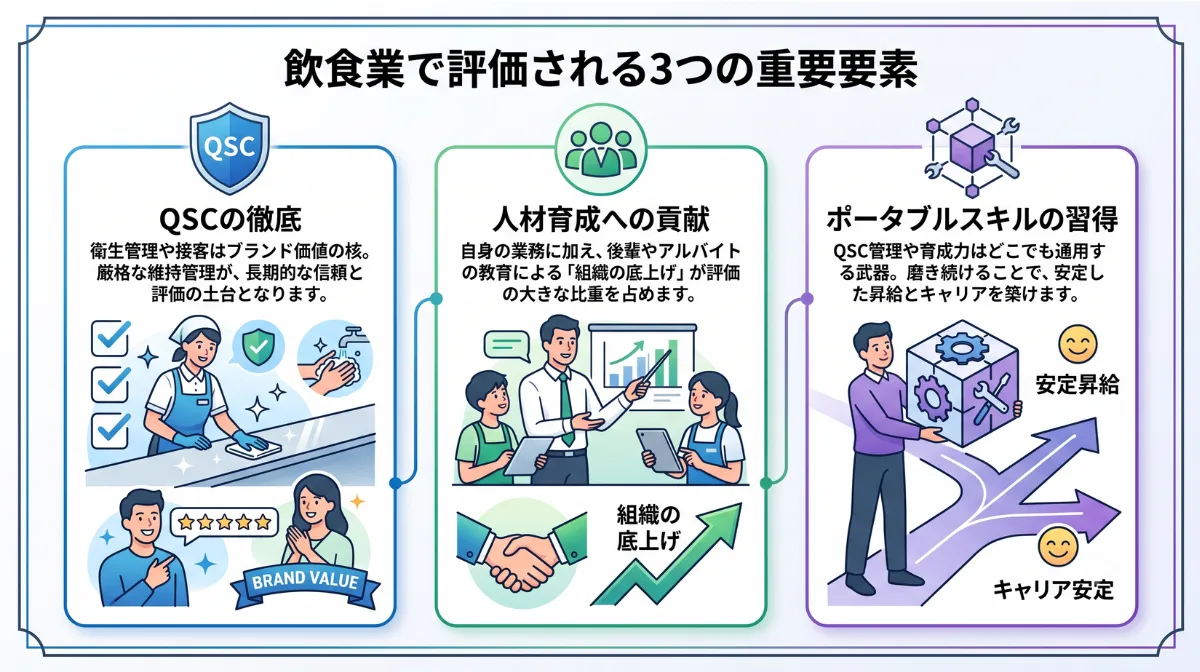 飲食業で評価される3つの重要要素