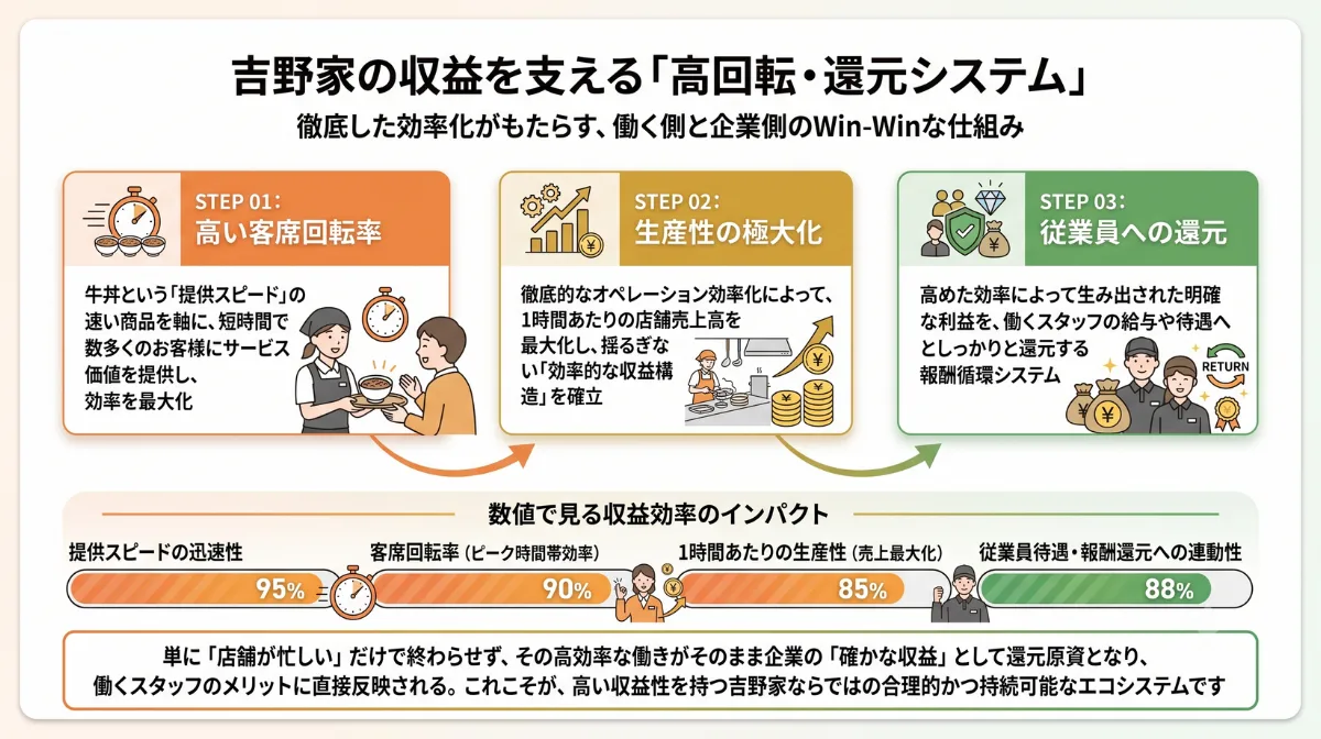 吉野家の収益を支える「高回転・還元システム」