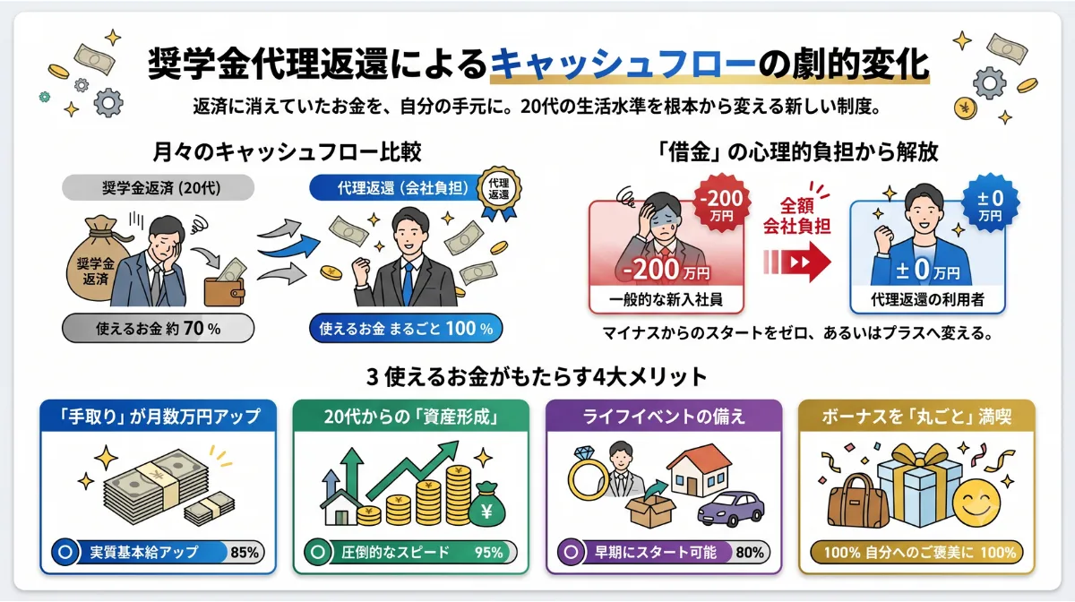 奨学金代理返還による
キャッシュフローの劇的変化