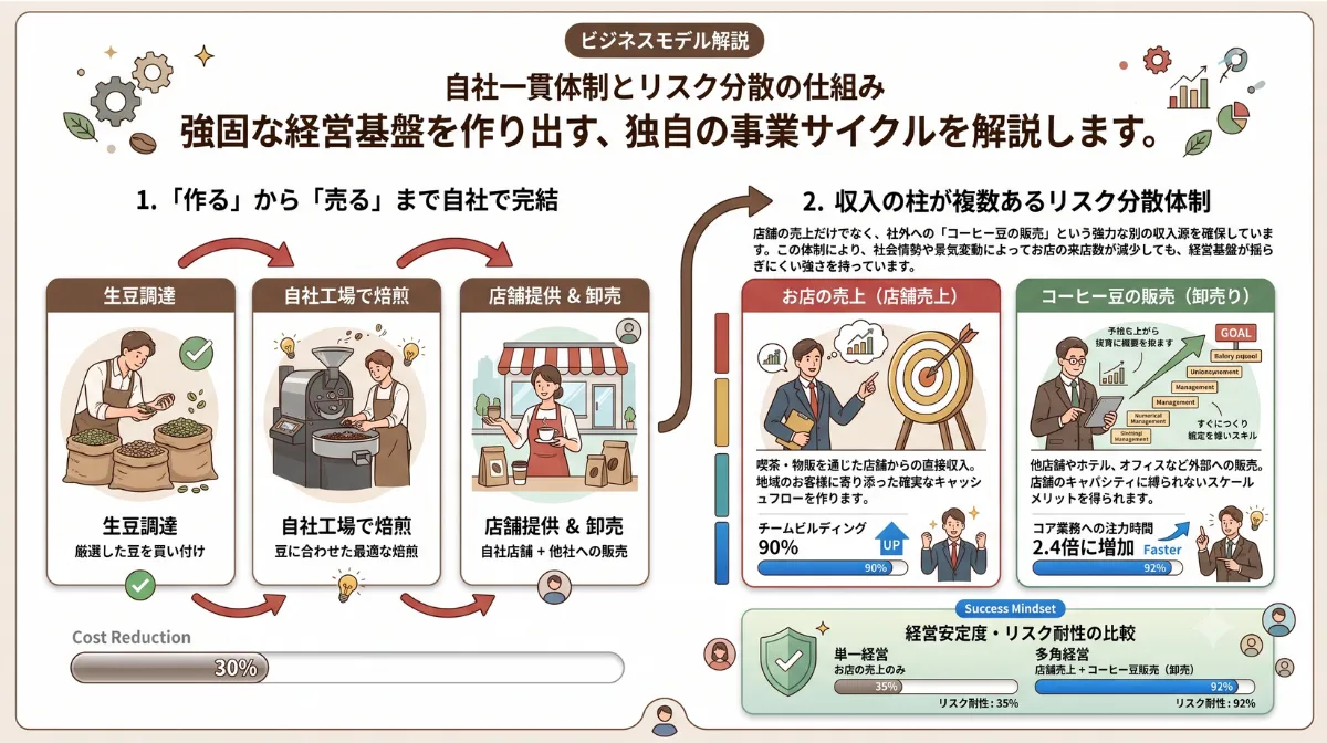 自社一貫体制とリスク分散の仕組み

