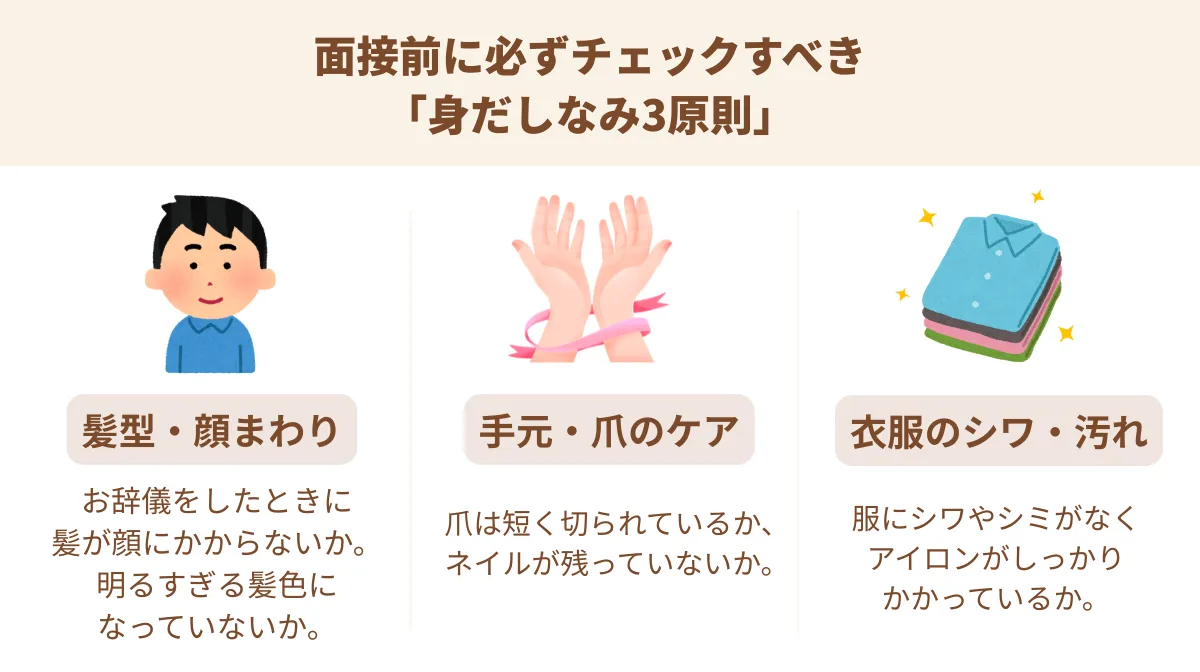 面接前に必ずチェックすべき
「身だしなみ3原則」